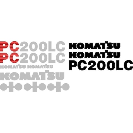 Aftermarket Komatsu PC200LC NS Excavator Decal Set without White Stripe KMPC200NSDECALSET